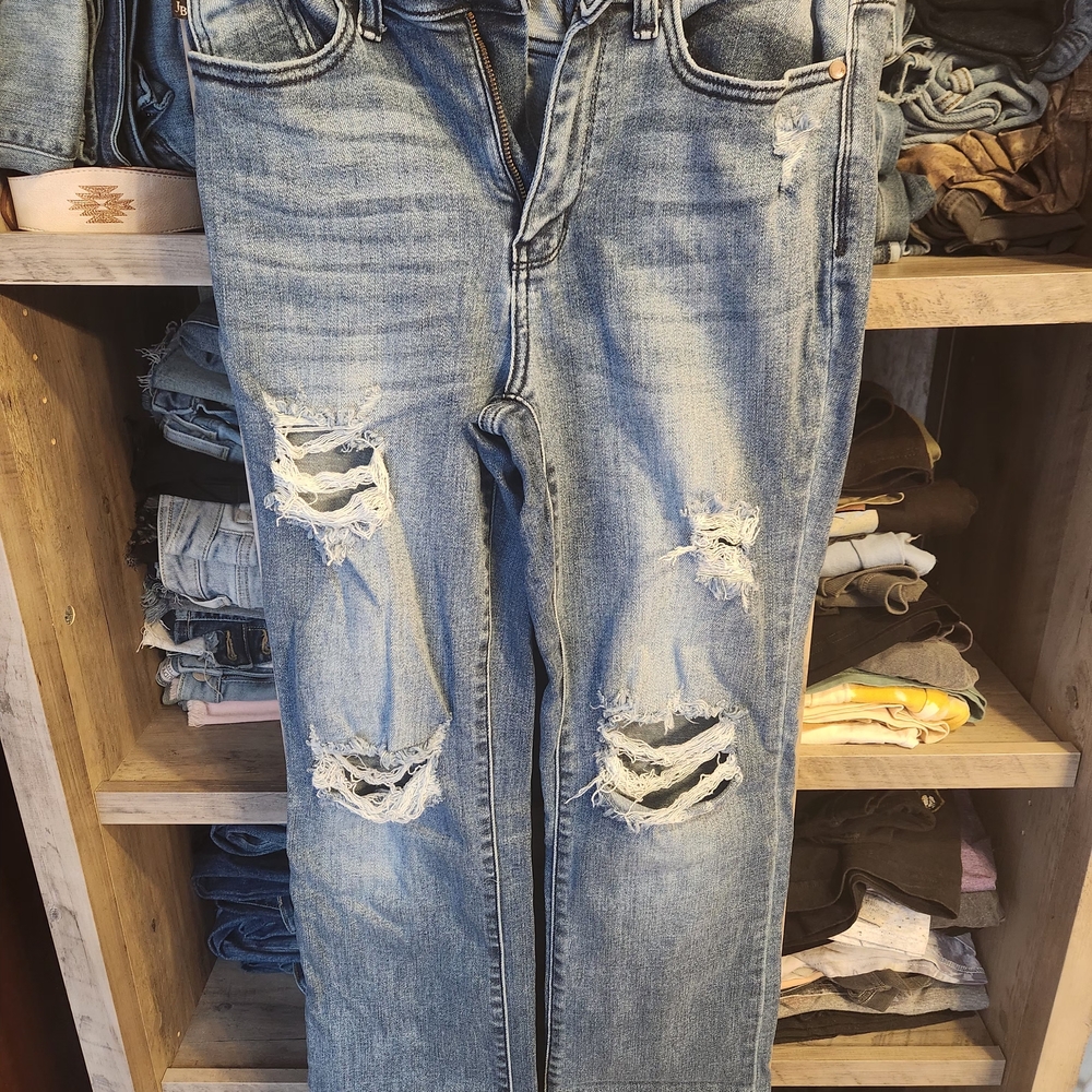 Judy Blue Women's Boot Cut Jeans - Distressed Light Blue